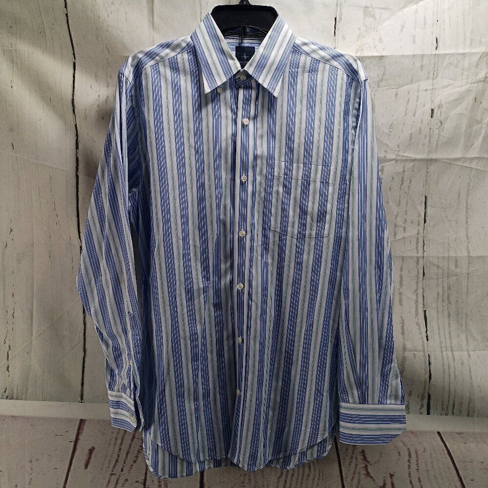 TailorByrd Collection 2 Ply Cotton Mens Multicolor Striped Dress Shirt Size M